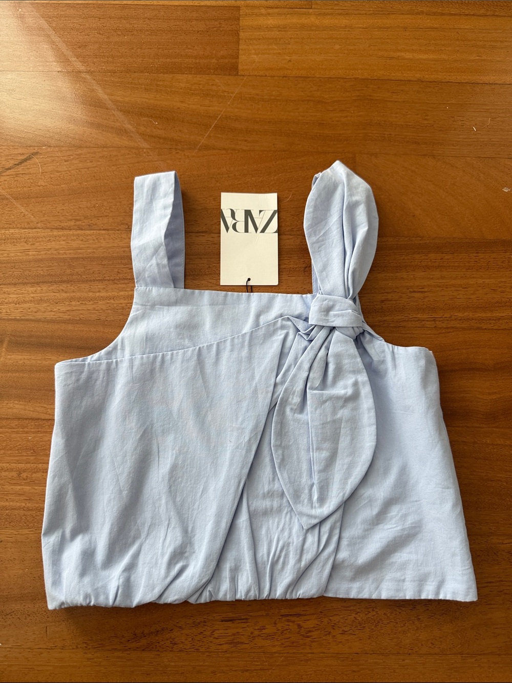 NWT Zara Girls Blue Bow Tank, size 11/12